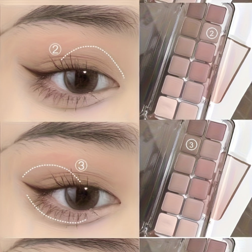 Eyeshadow Palette 12 Colors with Brush 2-in-1 Eyeshadow & Blush – Shimmer Glitter Matte Pearlescent Shades, Waterproof Long-Lasting Light Pink Series, Travel Size Eye Makeup for Wo - product image 5
