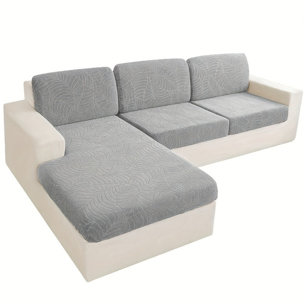 Jacquard Stretch Sofa Cover Set 6pcs Leaf Pattern High Elasticity Furniture Protective Cover with Elastic Band Easy Install Removable Washable Concubine Style Cushion Cover Home De - product image 13
