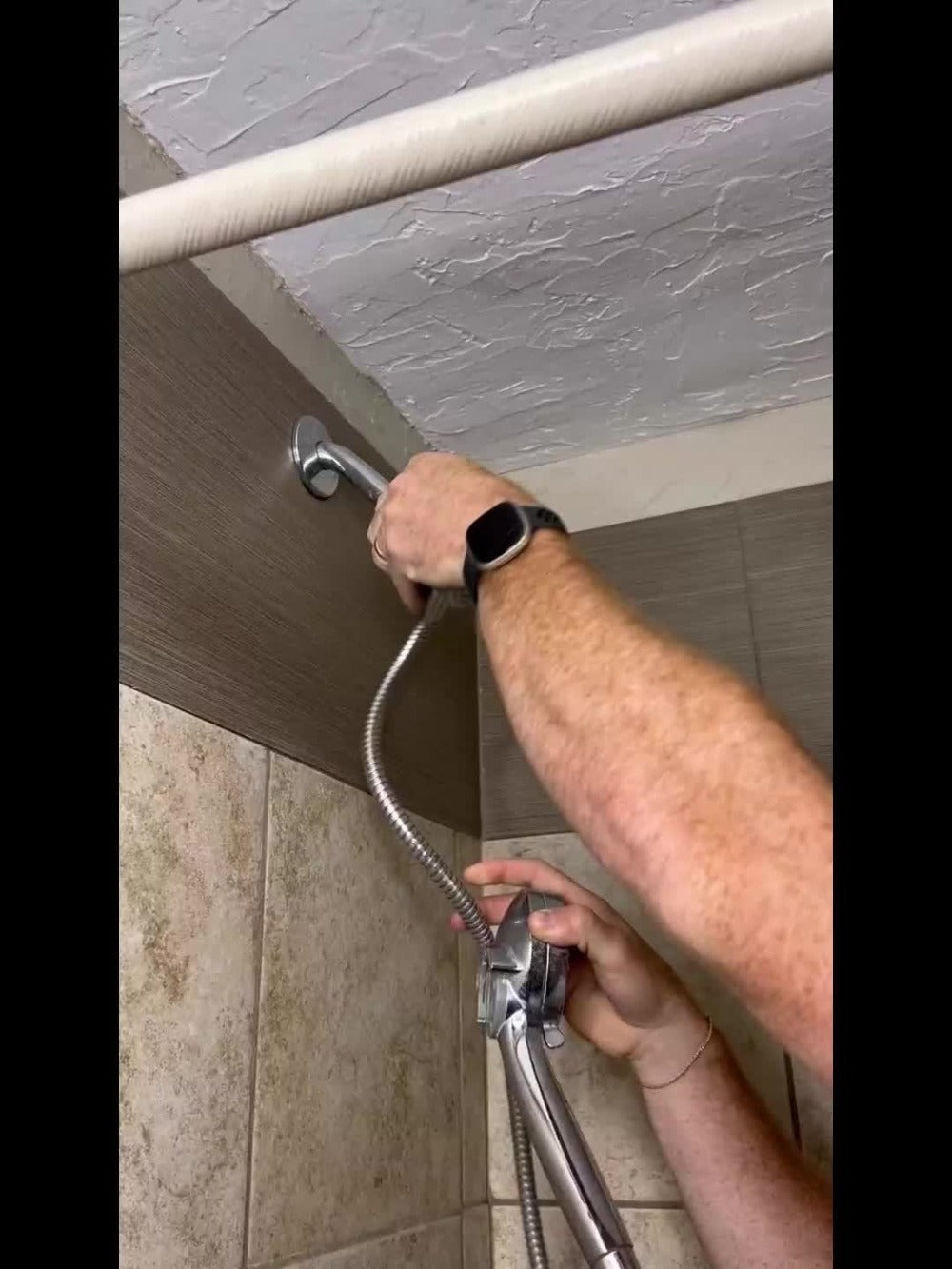 High Pressure Rainfall Shower Head Handheld Combo 4-Spray Modes 10 12 Inch Adjustable Extension Arm 78-Inch Hose Adhesive Holder Wall Mount Chrome Black Bathroom - product image 11