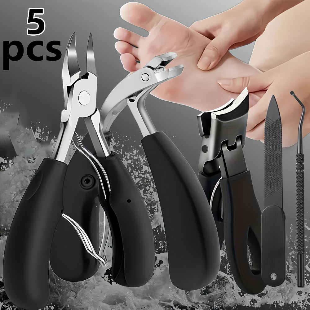 Large Opening Diagonal Blade Toenail Clippers for Thick Nails 5-Piece Set Heavy Duty Stainless Steel Ingrown Toenail Clipper with Nail File for Seniors Men Women Big Toe Cutter Kit - product image
