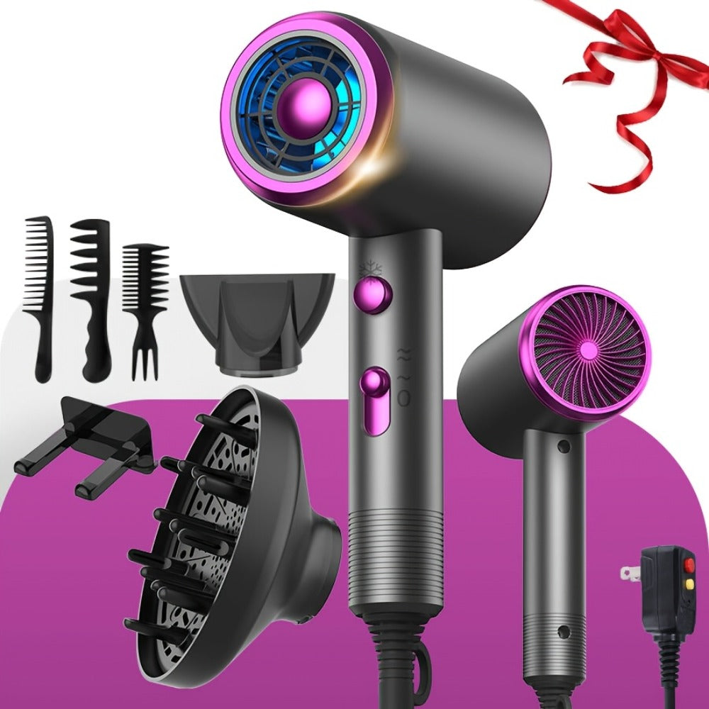 Ionic Hair Dryer 1600W with Diffuser Concentrator Nozzle 2 Speed 3 Heat Settings Cool Shot ALCI Safety Plug Brushed Motor Anti-Frizz Portable Blow Dryer for Straight Curly Wavy Hai - product image 8