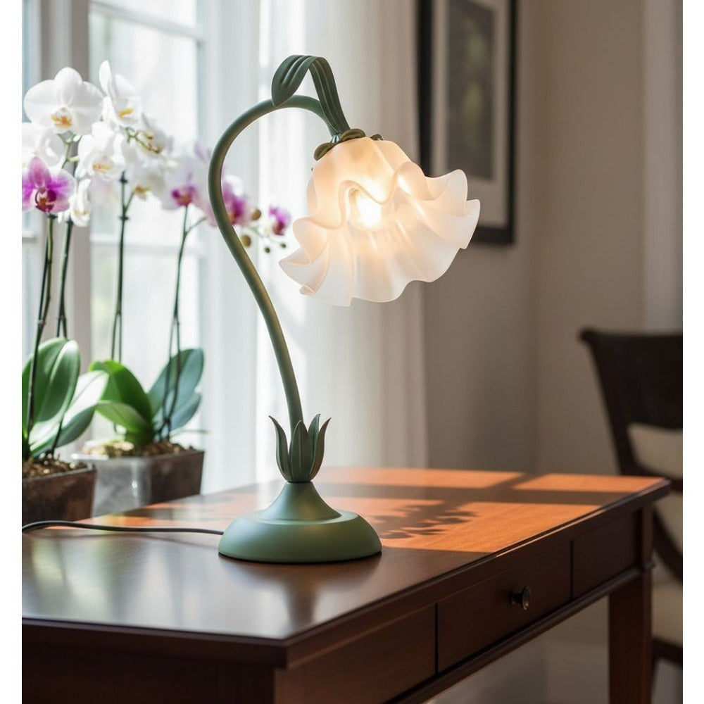 Bellflower Table Lamp – Artisan Crafted Botanical Floral Dimmable Night Light, Heirloom Quality Premium Finish Desk Lamp for Bedroom Living Room Home Decor, Unique Floral Gift (Gre - product image