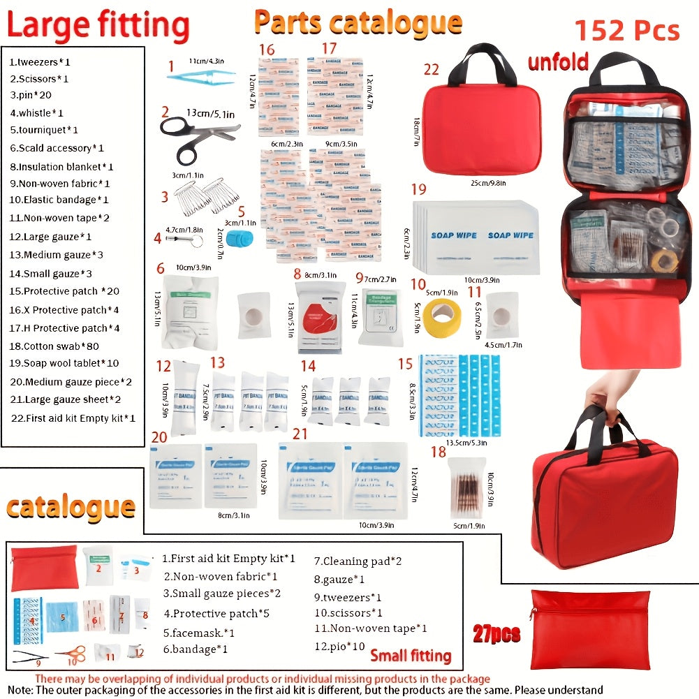 152pcs First Aid Kit, Premium Waterproof Compact Trauma Medical Kits for Any Emergencies, Ideal for Home, Office, Car, Travel, Outdoor, Camping, Hiking - product image 3