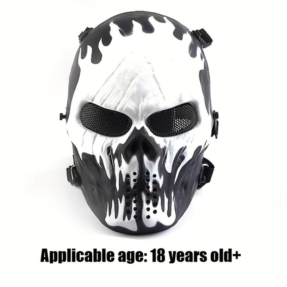 Outdoor Cycling Cosplay Themed Party Role Play Accessory, Silvery Grey | Skeleton Mask Halloween Costume Polyester Black White Camouflage Design for Adults - product image