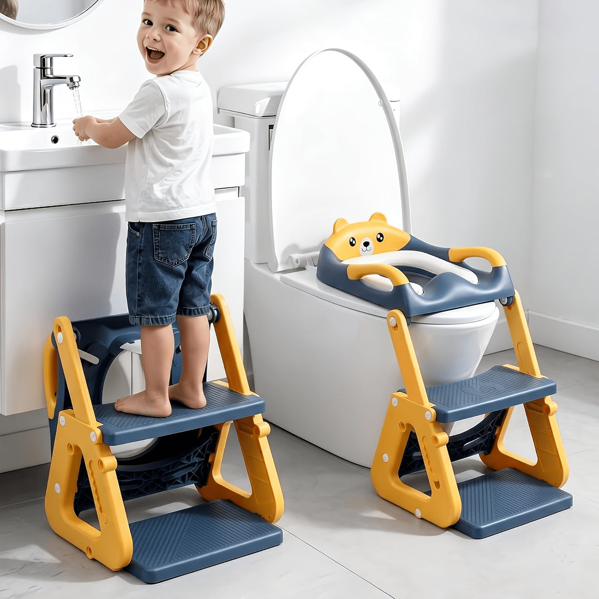 2-in-1 Potty Training Toilet Seat With Step Stool For Toddlers, Adjustable Height Anti-Slip Pad & Splash Guard, Potty Chair Kids Boys Girls, Cheap Supplies - product image 8