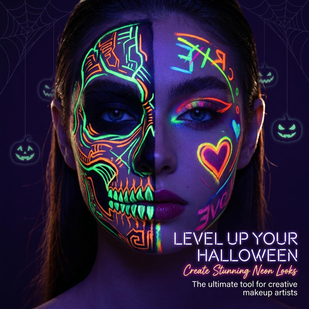 Face Body Paint Pens 18 Colors with Reusable Stencils – Washable Neon Glow in the Dark Skin-Safe Makeup Pens for Kids & Adults Parties Events Magic Shows Halloween Festivals Body A - product image 13