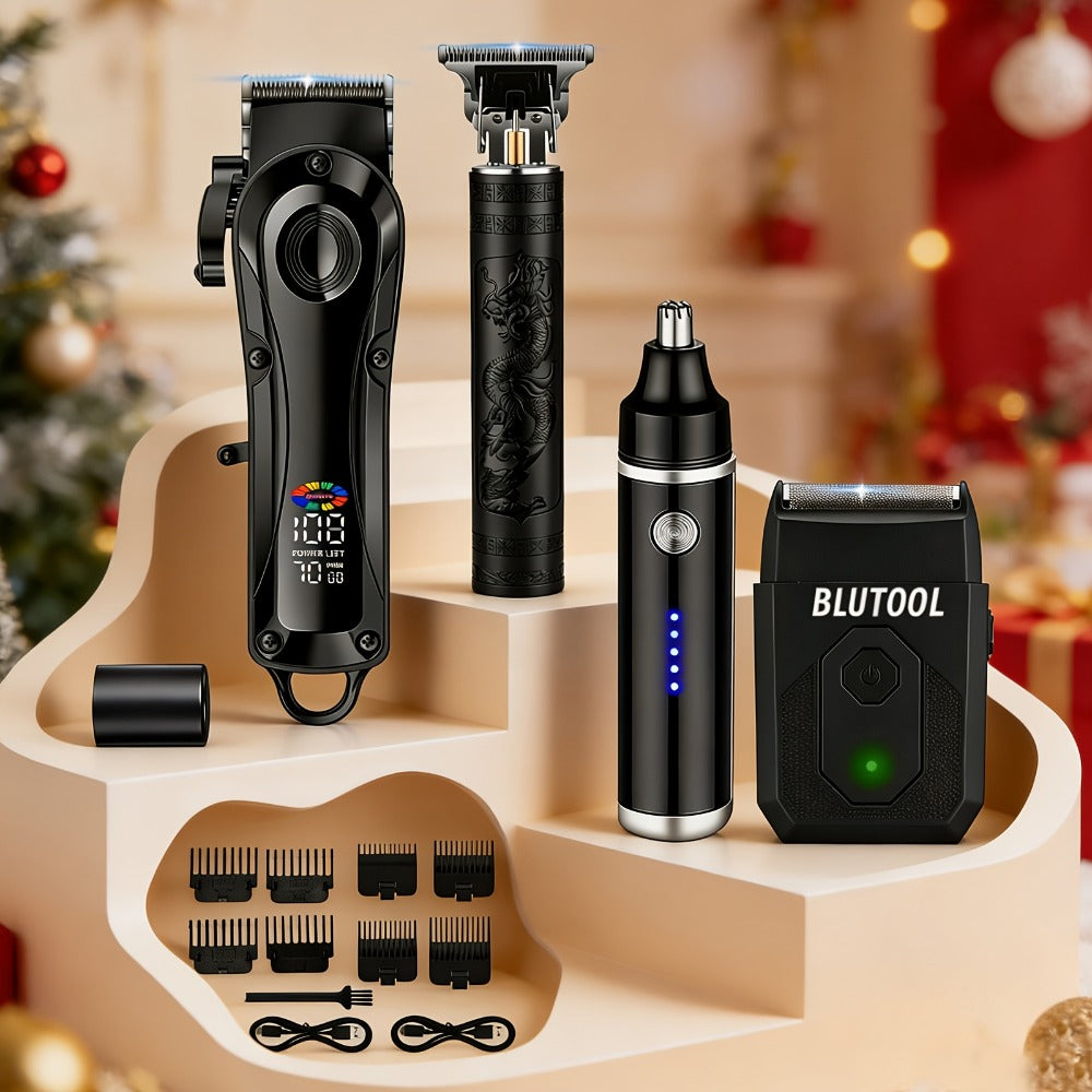 Hair Clipper & Trimmer Set 4-Piece for Men — Professional Barber Kit with Nose Trimmer, Detail Trimmer, Guide Comb, LED Display & USB Rechargeable, Home & Travel Grooming Gift - product image 5
