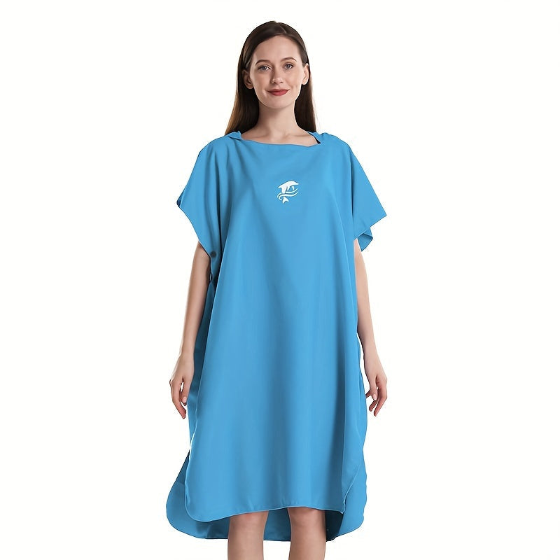 Quick-Dry Surf Poncho Towel Robe | Microfiber Beach Wrap with Shark Graphic, Super Absorbent Changing Robe for Swimming, Surfing & Travel, One Size Fits All, Machine Washable