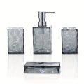 Bathroom Accessories Set 4-Piece Diamond Grid Plastic Organizer Soap Dispenser Toothbrush Holder Grey Blue Green - product image 9
