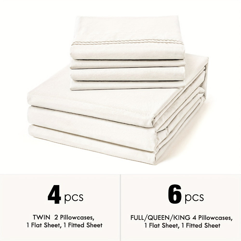 Bed Sheet Set Deep Pocket Soft Microfiber - Fitted Sheet Flat Sheet & Pillowcases Twin Full Queen King - Cooling Breathable Fade Resistant Sheets for Daily Use Dorms Guest Rooms - product image 15