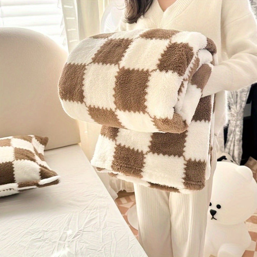 French Plaid Double-Sided Flannel Blanket – Soft Panda & Grid Pattern Throw for Sofa, Bed & Travel, Machine Washable, 6 Designs, 4 Sizes - product image 8