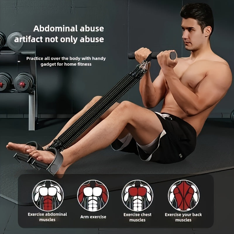 TPE Stackable Exercise Bands for Sit-Ups, Leg & Ab Workouts, Adjustable Strap, 50 / 100 / 150 lb Options, Home Gym Strength Training for Men & Women, Black - product image 2