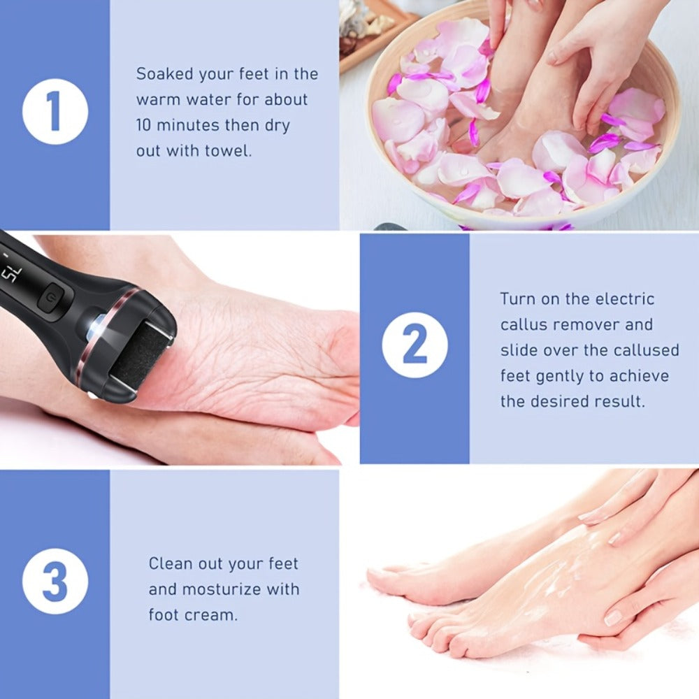 Electric Pedicure Foot File 10-in-1 Kit – Rechargeable with Digital Display, 3 Roller Heads, Dead Skin & Hard Skin Remover for Men & Women - product image 6