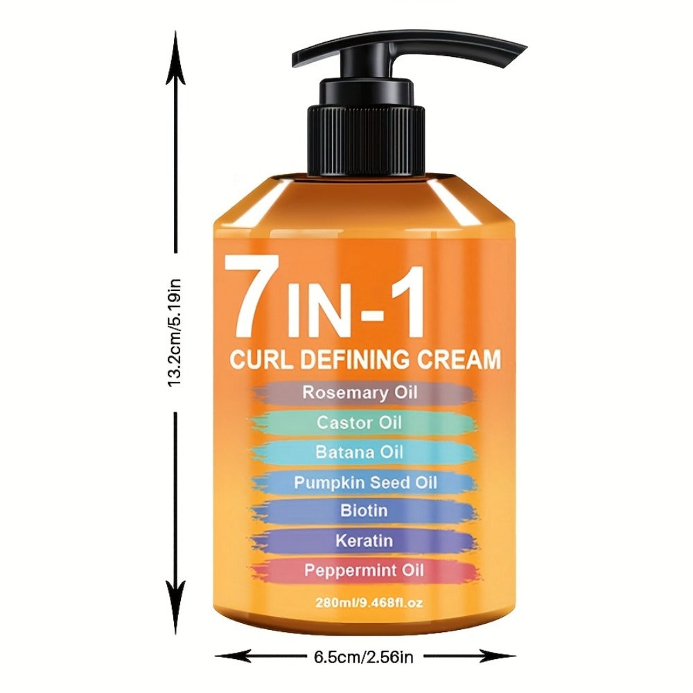 Curl Cream for Wavy & Curly Hair 7-in-1 Formula with Argan Oil & Rosemary Oil - Frizz Control, Long-Lasting Definition, Natural Fluffy Finish, All Curl Types, 280ml - product image 4