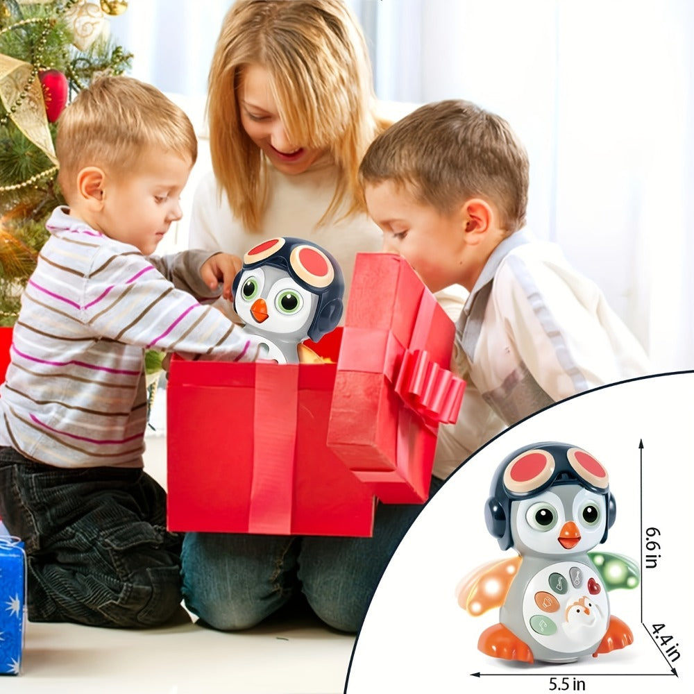 Interactive Tummy Time Learning Toy for Infants 6-12 Months, Sensory Light Up Dancing Penguin, Perfect Easter Basket Stuffer & Baby Gift | Baby Crawling Penguin Musical Toy with Music, Lights & Movement
