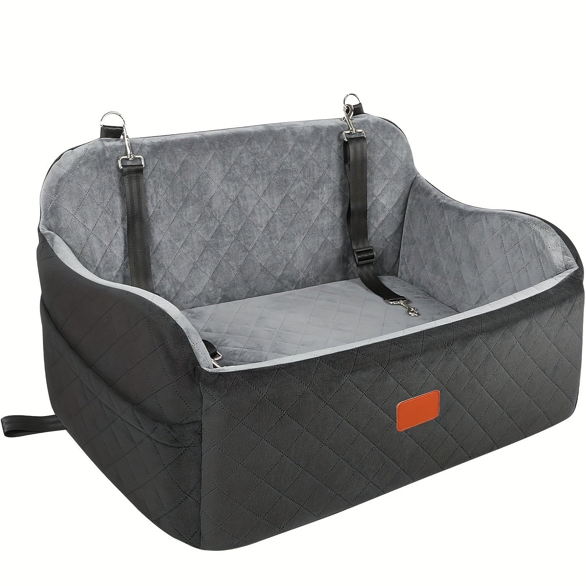 Memory Foam Pet Travel Car Bed with Seat Belt Pass-Through, Adjustable Straps, Removable Washable Cover, Harness Channel & 3-Strap Easy Installation, 4 Colors | Dog Car Seat for Medium & Large Dogs