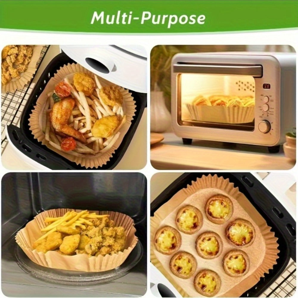 Air Fryer Parchment Paper Liners 250pcs - Non-Stick Disposable Square Liner Sheets for 5-8QT Air Fryer Basket Baking Roasting Microwave Unbleached - product image 3