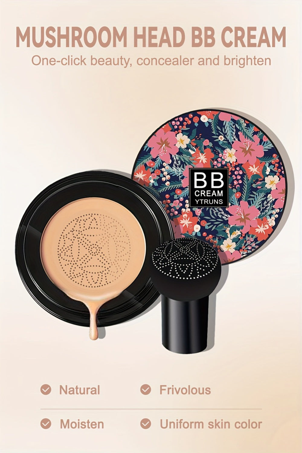 Air Cushion Foundation Full Coverage Moisturizing Lightweight Long-Wear Dewy Radiant Finish with Mushroom Sponge Applicator Buildable Coverage for All Skin Types Ivory White Natura - product image 11