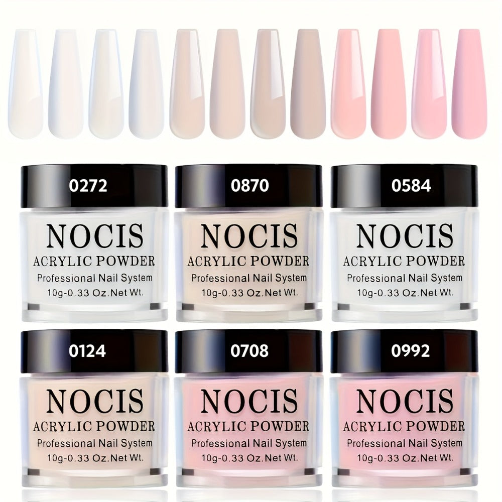 Acrylic Nail Powder Set 6 Colors - Nude Pink White Polymer Powder for 3D Nail Sculptures French Extensions Carving Crystal Professional Nail Art Kit - product image 3