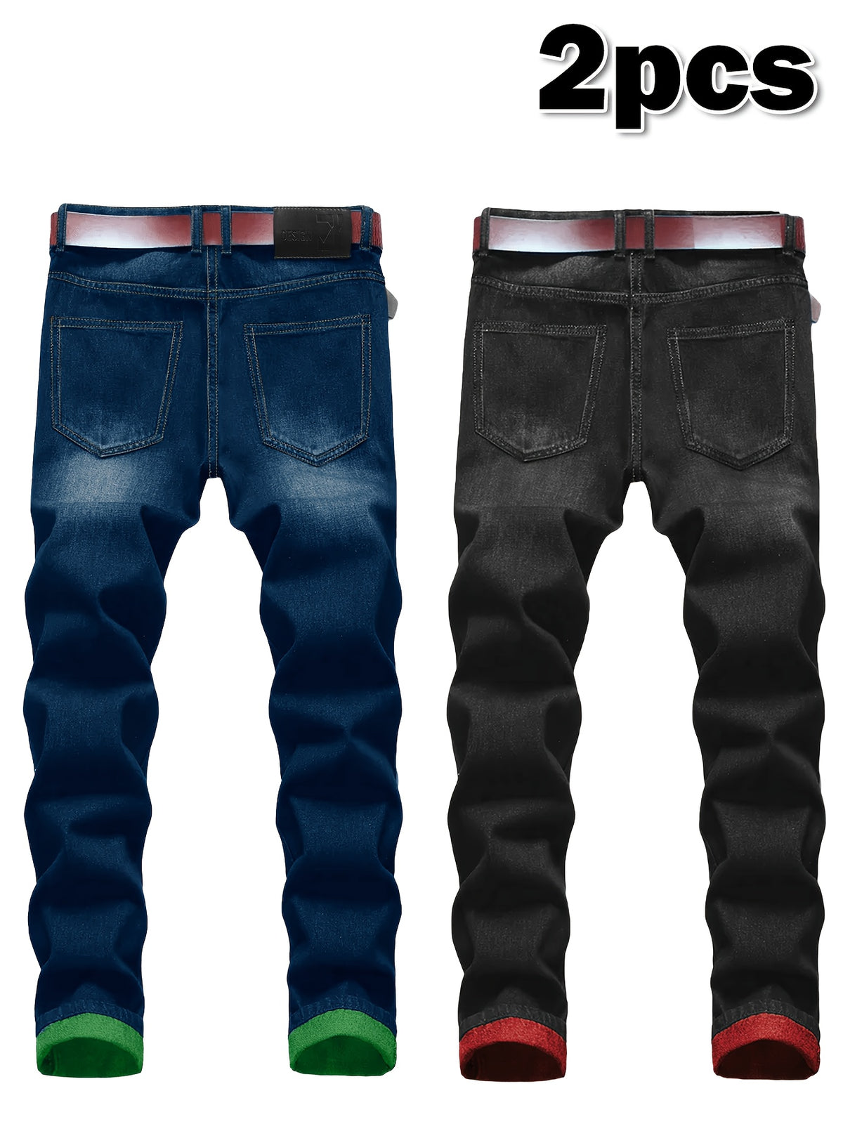 2pcs Men's Slim Fit Distressed Ripped Jeans | Classic Stretch Denim Pants, Trendy Casual Versatile Outfits | for all seson gift for men - product image 9