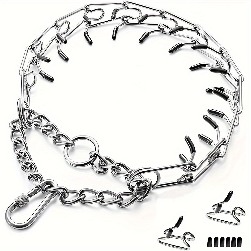 Adjustable Metal Pinch Collar for Small Medium and Large Breeds S & M – Prong Training Collar for Dogs with Rubber Tips - product image