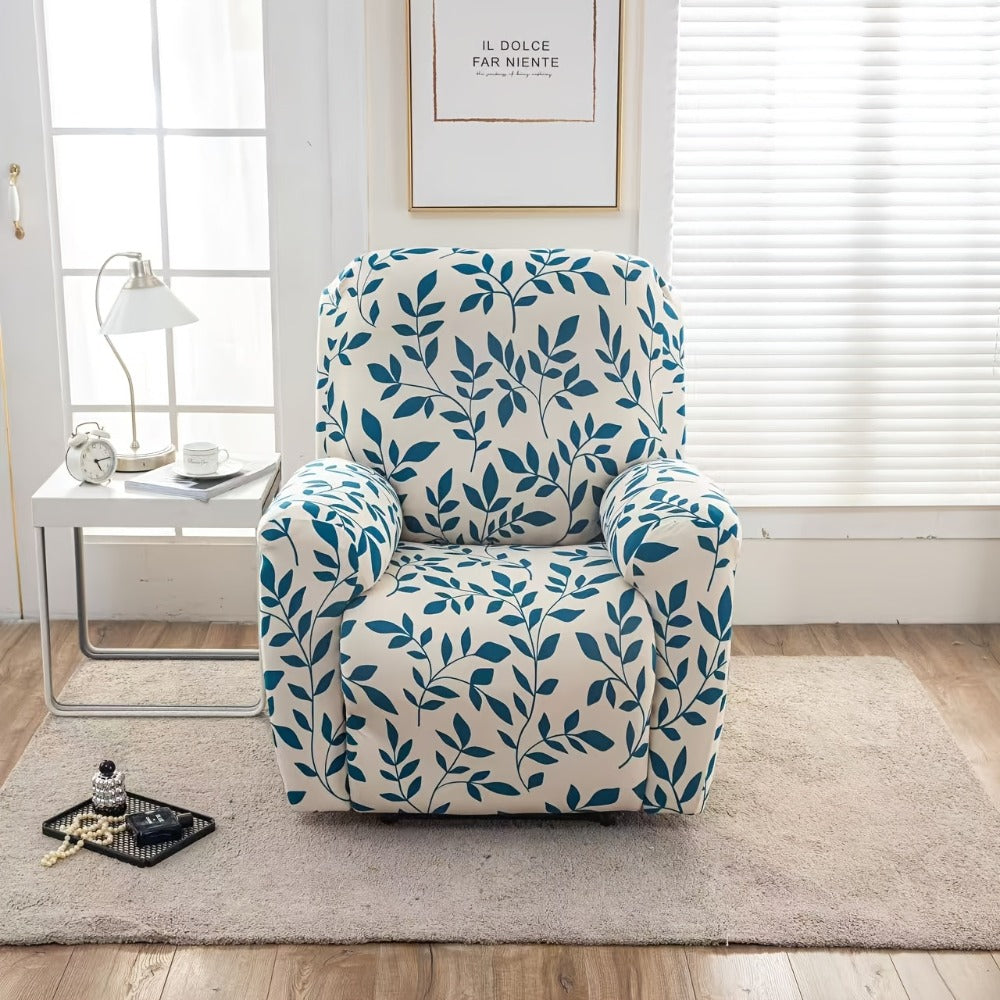 Recliner Slipcover 4pcs Extra Large with Pocket - Spandex Stretch Four Seasons Furniture Protector | Botanical Geometric Prints | Living Room Home Decor Sofa Chair Cover - product image 9