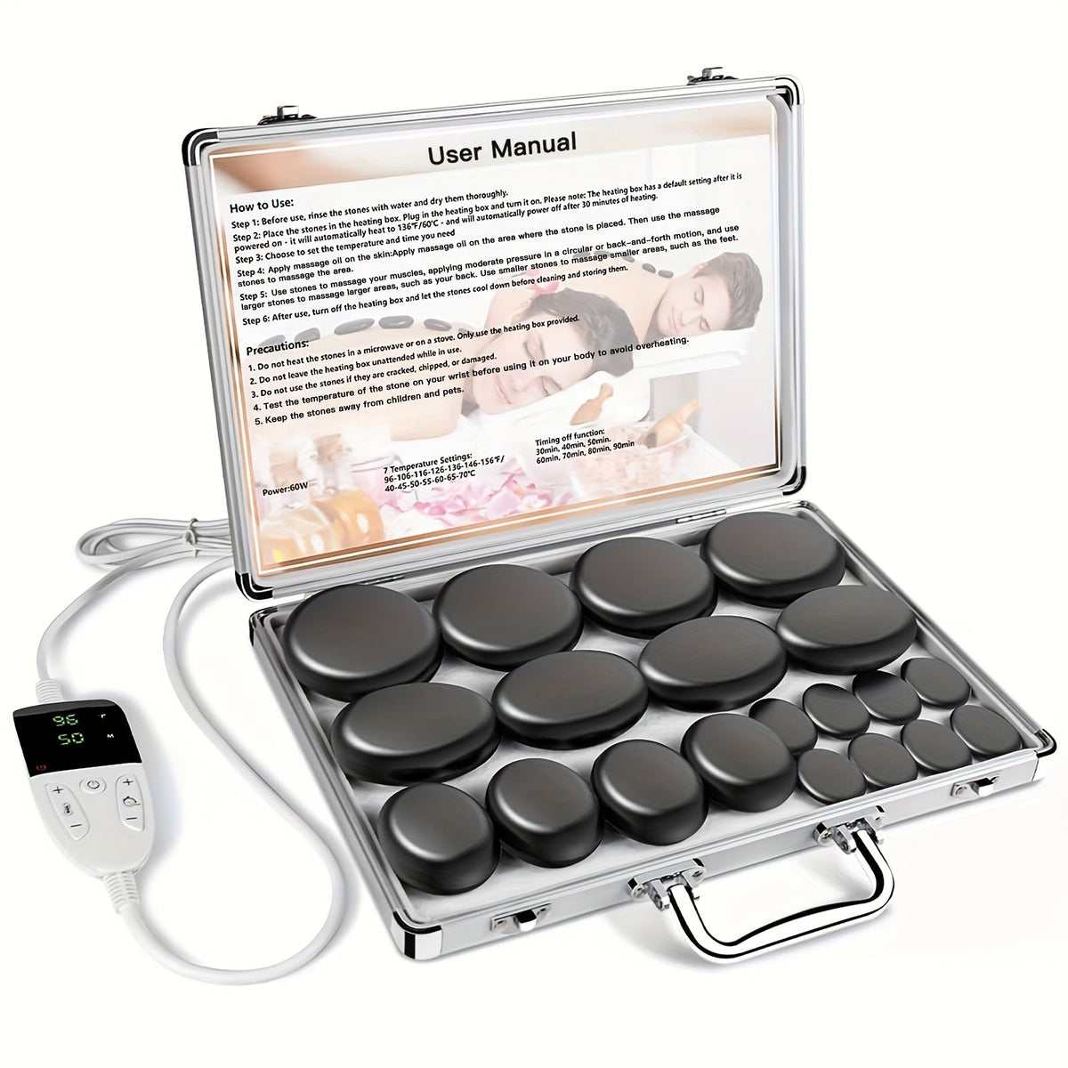 Spa Hot Stone Massage Set with Heater & Temperature Control — 10 Basalt Stones, 2 Size Options, Professional Kit for Full Body Muscle Relief, Home & Salon Use - product image 10