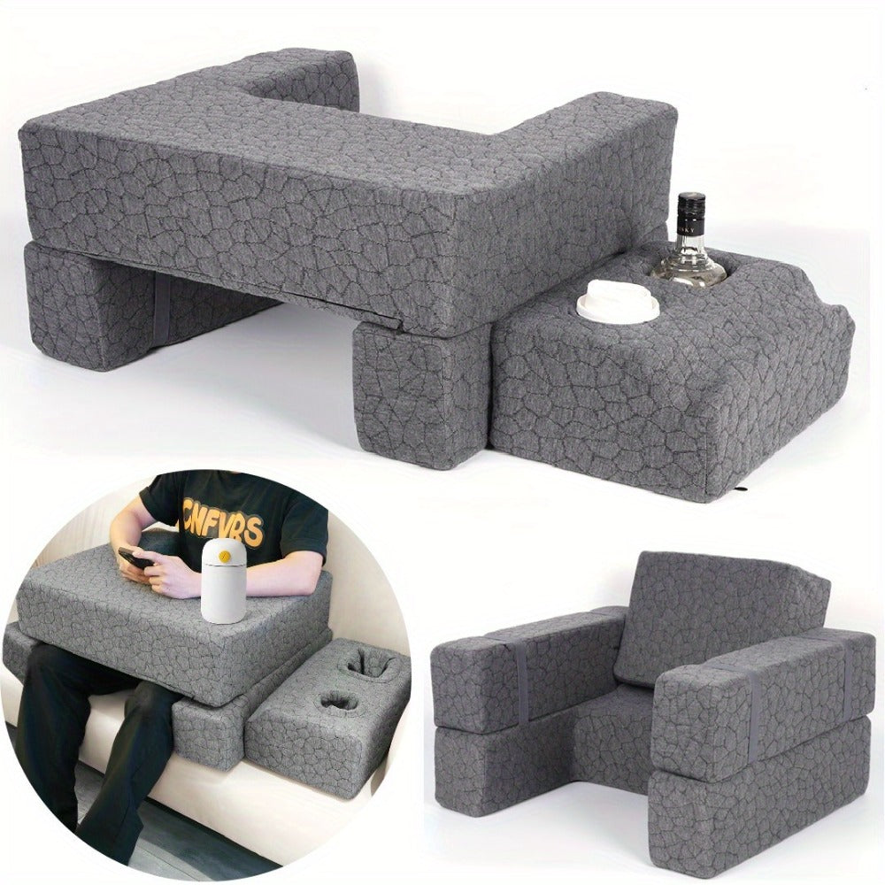 Adjustable Reading Gaming Wedge Pillow with Armrests – Multipurpose Foam Support Pillow for Bed, Sofa & Floor, Steam Deck & Switch Compatible, Gray - product image
