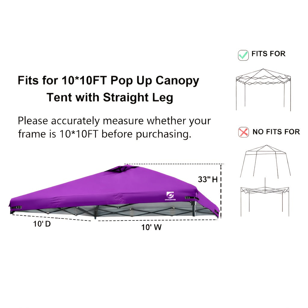 10x10 Canopy Replacement Top Cover for Straight Leg Tents | Waterproof Pop-Up Canopy Top for Camping, Outdoor Events & Backyard (Top Cover Only) | Ventilation Ports, Instant Shade, 11 Color Options