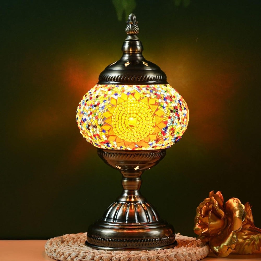Mosaic Table Lamp Handcrafted Turkish Glass Bedside Lamp 3-Color Dimmable with Metal Base Bulb Included - product image 9