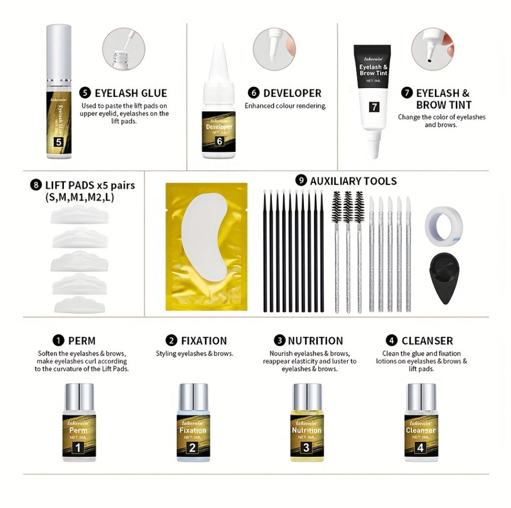 Lash Lift Kit & Brow Lamination Tint Set — 2-in-1 Eyelash Perm & Eyebrow Lamination with Black Brown Tint Dye, 4-6 Week Long-Lasting Results, DIY Home or Salon Use, Complete Beauty - product image 17