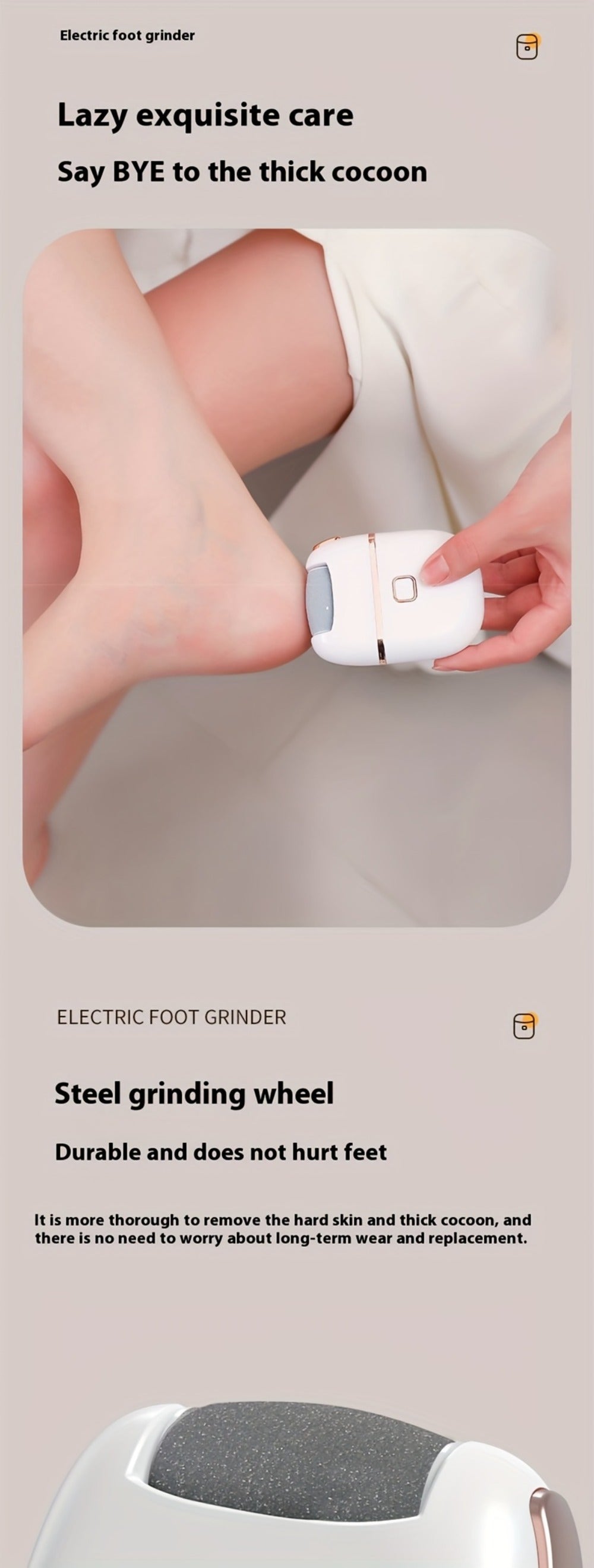 Electric Foot Callus Remover Rechargeable with 2 Roller Heads - Portable Dead Skin Scrubber Pedicure Tool for Smooth Soft Feet Cracked Heel Repair Home Professional Foot Care Kit,  - product image 11