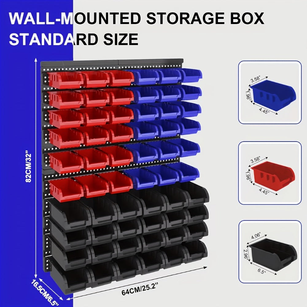 Wall Mounted Storage Bin Rack System – Heavy Duty Small Parts Organizer for Screws, Nuts, Bolts & Nails | Stackable Garage Workshop Tool Storage Rack | 30/60/90 Bins Hardware Organ - product image 5
