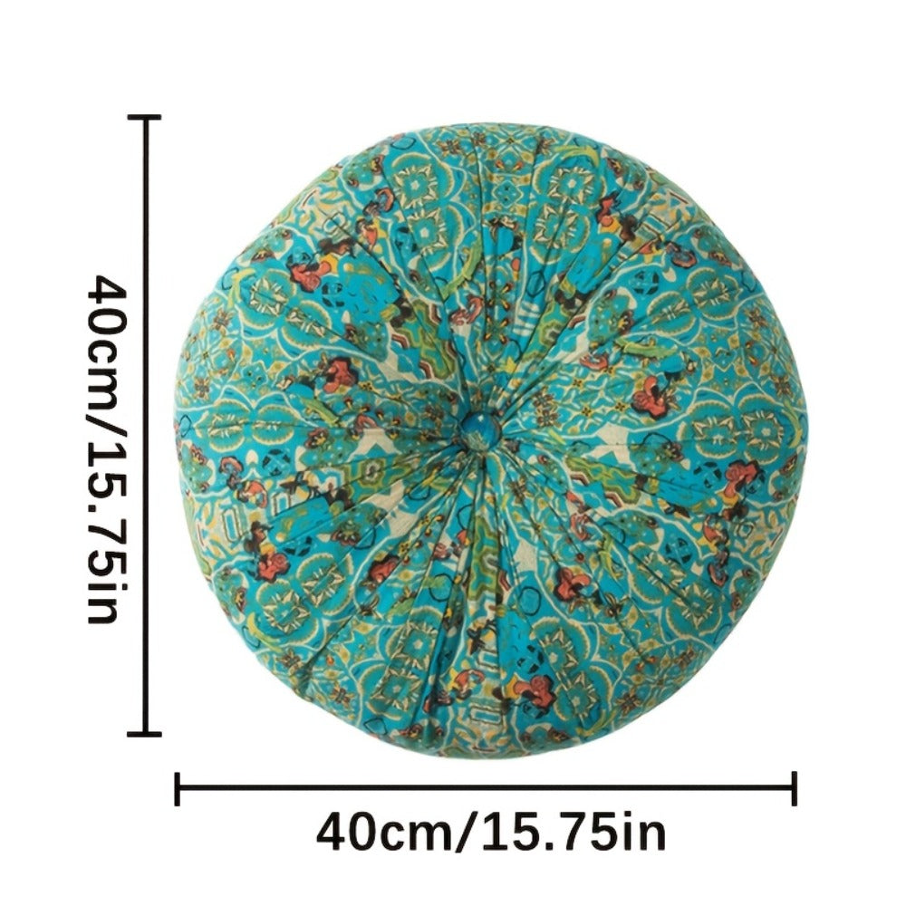 Floor Pillow Round Bohemian Thick Cushion Vintage Floral Pattern Boho Meditation Seat Pad Fade Resistant Cotton Filled Decorative Pouf for Living Room Bedroom All Seasons - product image 4