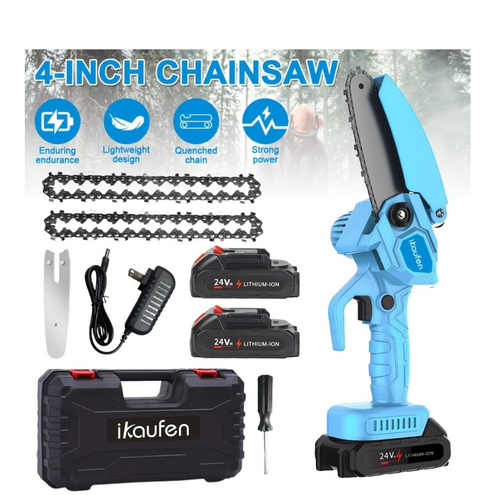 Electric Chainsaw 4 Inch Portable for Makita 21V Battery | 19.2FT/S High Speed Auto Oiler Handheld Saw with 2 Batteries | Lightweight Tree Branch Trimming Tool - product image
