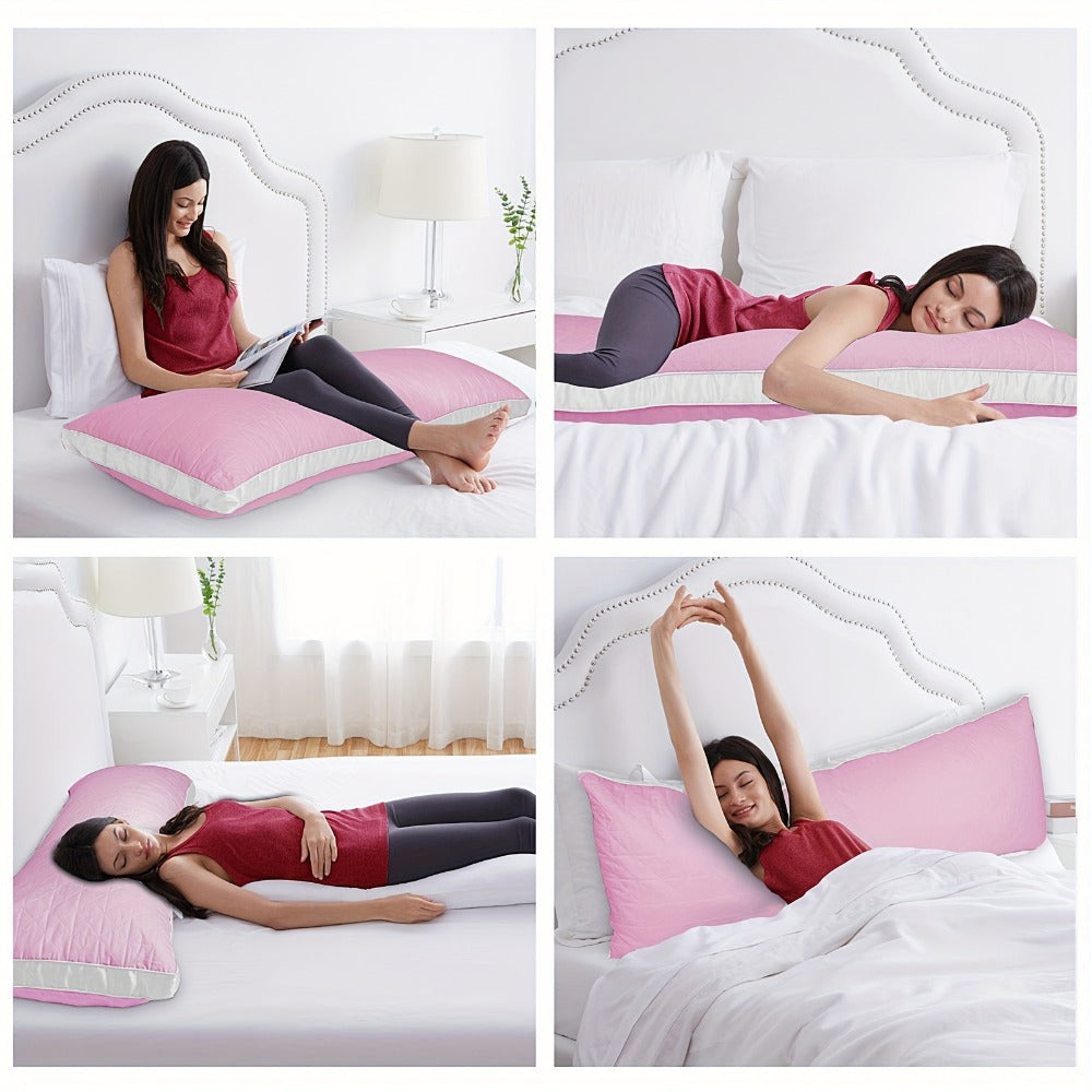 Body Pillow for Adults Full Body Pillow Firm Long Sleeping Pillow for Back Stomach Side Sleeper Bed Pillow Support Pregnancy Pillow Grey Pink - product image 10