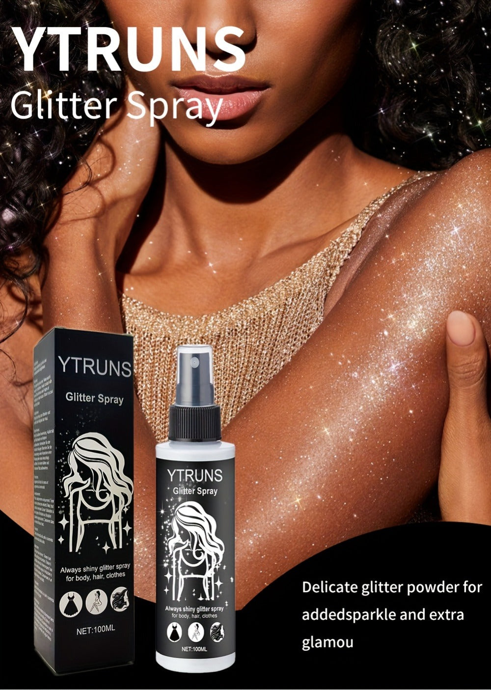 Body Shimmer Spray for Women – Star-Shaped Glitter Sparkle Mist 100ml Hydrating Formula for Body Hair & Clothes, Daily Wear Festival Rave Photoshoot Glow - product image 12