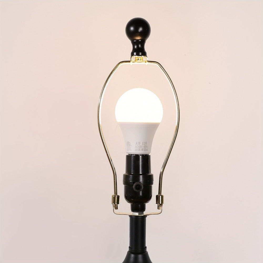 Farmhouse Table Lamps Set of 2 with 4 LED Bulbs | Touch Control 3-Way Dimmable Nightstand Lamp Dual USB Ports Natural Linen Shade Metal Black 22 Inch Bedroom Living Room - product image 10