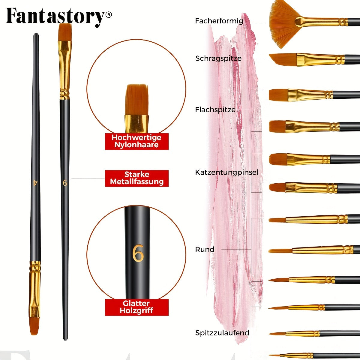 Fantastory 24 Colors Professional Acrylic Paint Set, 2oz/60ml Large Volume Rich Pigment Artist Paints with 12 Brushes, Thick & Vibrant Acrylic Paint for - product image 5