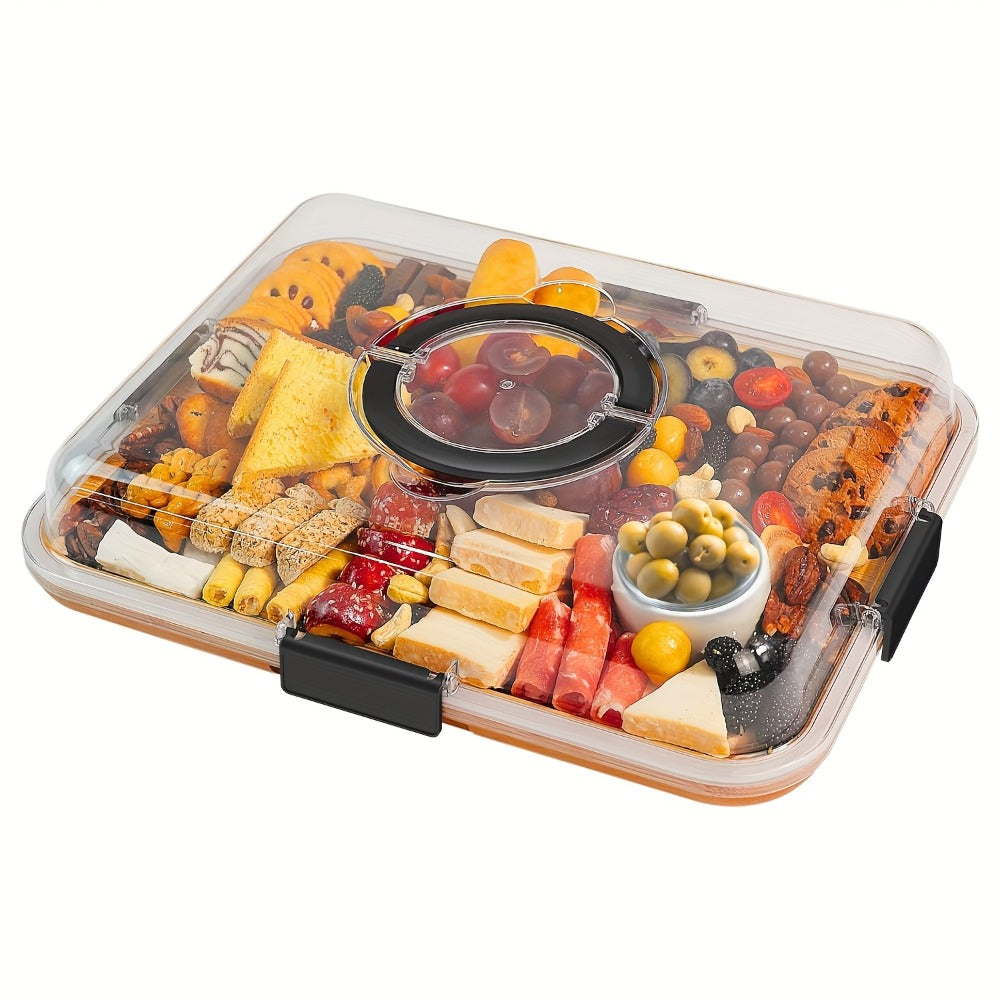 Bamboo Charcuterie Board with Acrylic Lid 8 Compartment, Portable Cheese Tray & Deli Platter with Snap-On Cover for Parties, Camping, Restaurants & Holiday Appetizers - product image 2