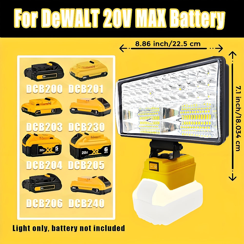 Cordless LED Work Light for DeWalt 20V Battery – 30W/90W 1800/5400 Lumen LED Floodlight | Battery Powered Work Light for Automotive Repair, Construction Site & Emergency Lighting | - product image 15