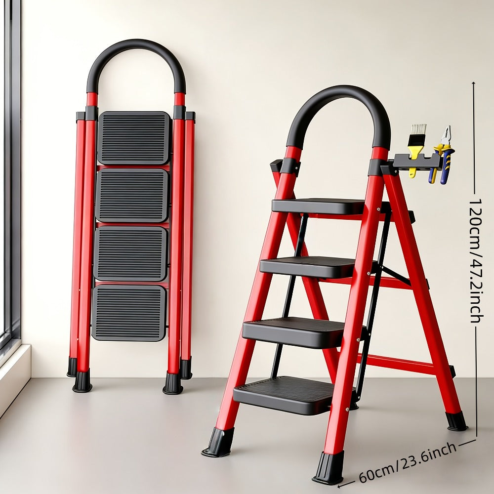 Folding Step Stool Ladder 500lbs Heavy Duty Steel with Anti-Slip Wide Treads & Handrails – Safety Lock, Portable Multi-Step Ladder for Home, Kitchen & Outdoor Use, Mini / Medium /  - product image 7