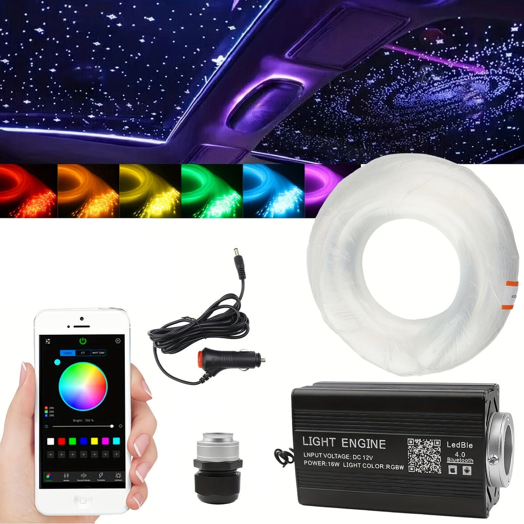 Fiber Optic Star Ceiling Light Kit 1000pcs, 0.5mm x 78.74" RGBW Car Roof Headliner Starlight Kit with App & 24-Key Remote Control, Color Changing Twinkle Lights for Car Interior Ho - product image 17