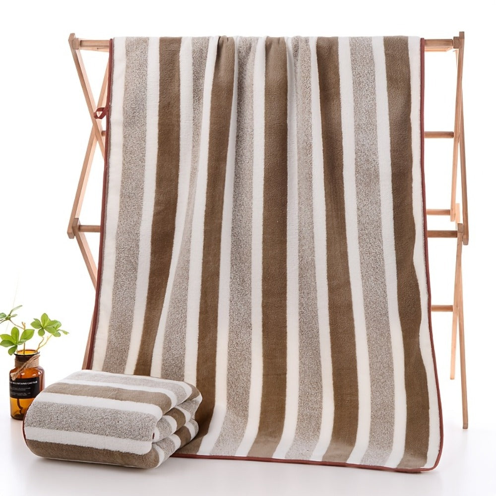 Striped Bath Towel Set 1 or 4 Pack 346GSM - 100% Polyester Super Soft Skin Friendly Absorbent Quick Dry | 70x140cm 27.6x55.1in | Green Gray Red Multi-Color | Home Bathroom Beach Es - product image 17