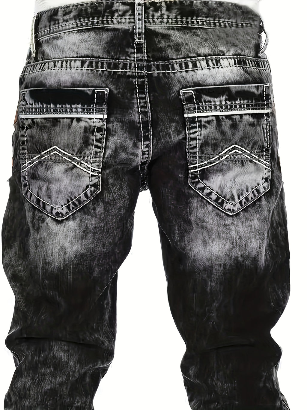American Snowflake Washed Men's Jeans, Fashionable and Versatile Straight Pants, Elastic Jeans Suitable for All Seasons Pantalones Para Hombres Mens Clothes - product image 13