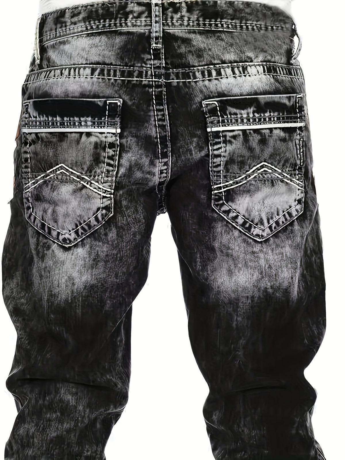 American Snowflake Washed Men's Jeans, Fashionable and Versatile Straight Pants, Elastic Jeans Suitable for All Seasons Pantalones Para Hombres Mens Clothes - product image 13