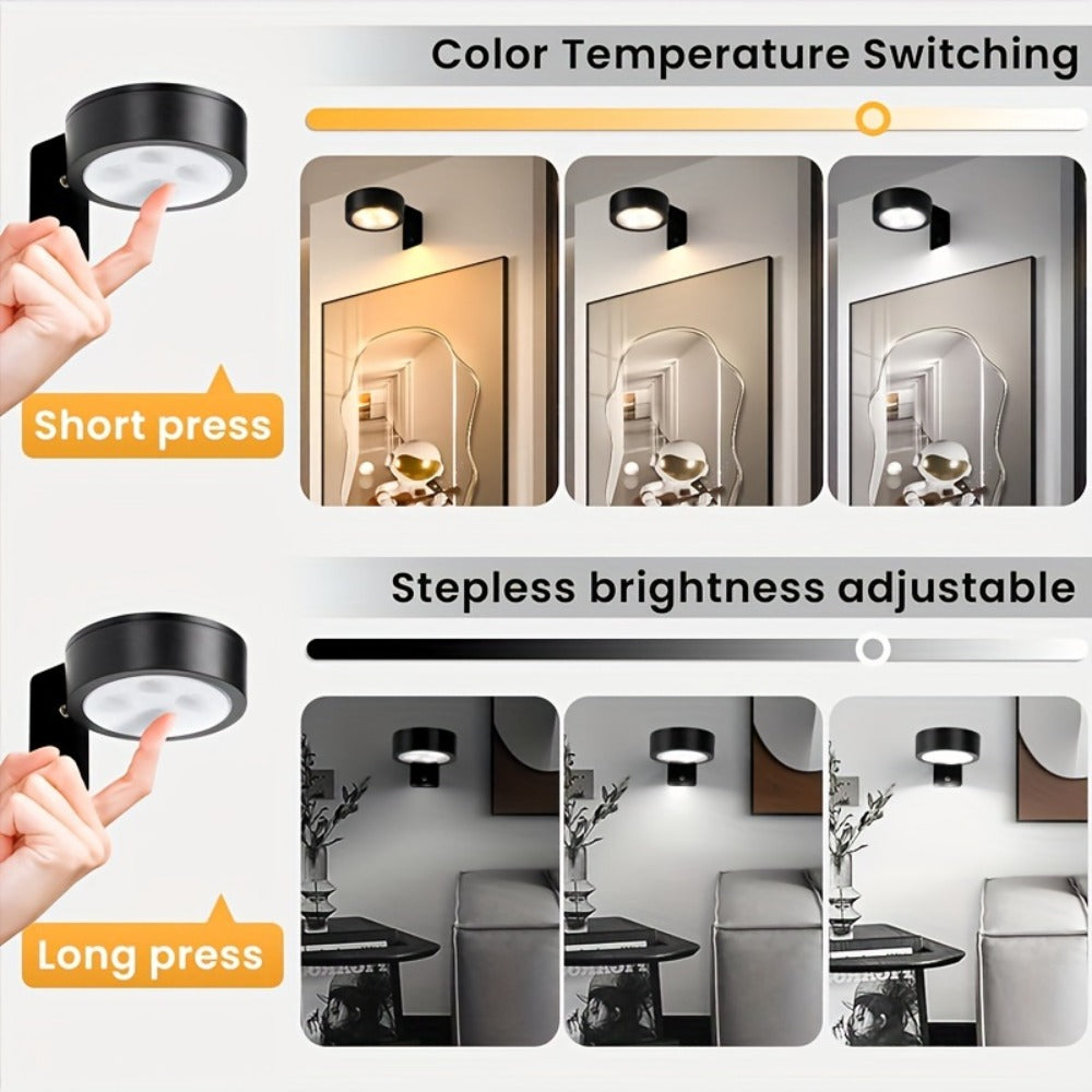Battery Operated Picture Lights 3-Pack, Magnetic Painting Light with Remote & Timer, 3 Lighting Modes Dimmable Wireless Wall Puck Lights for Art Frames Portraits – Black - product image 4