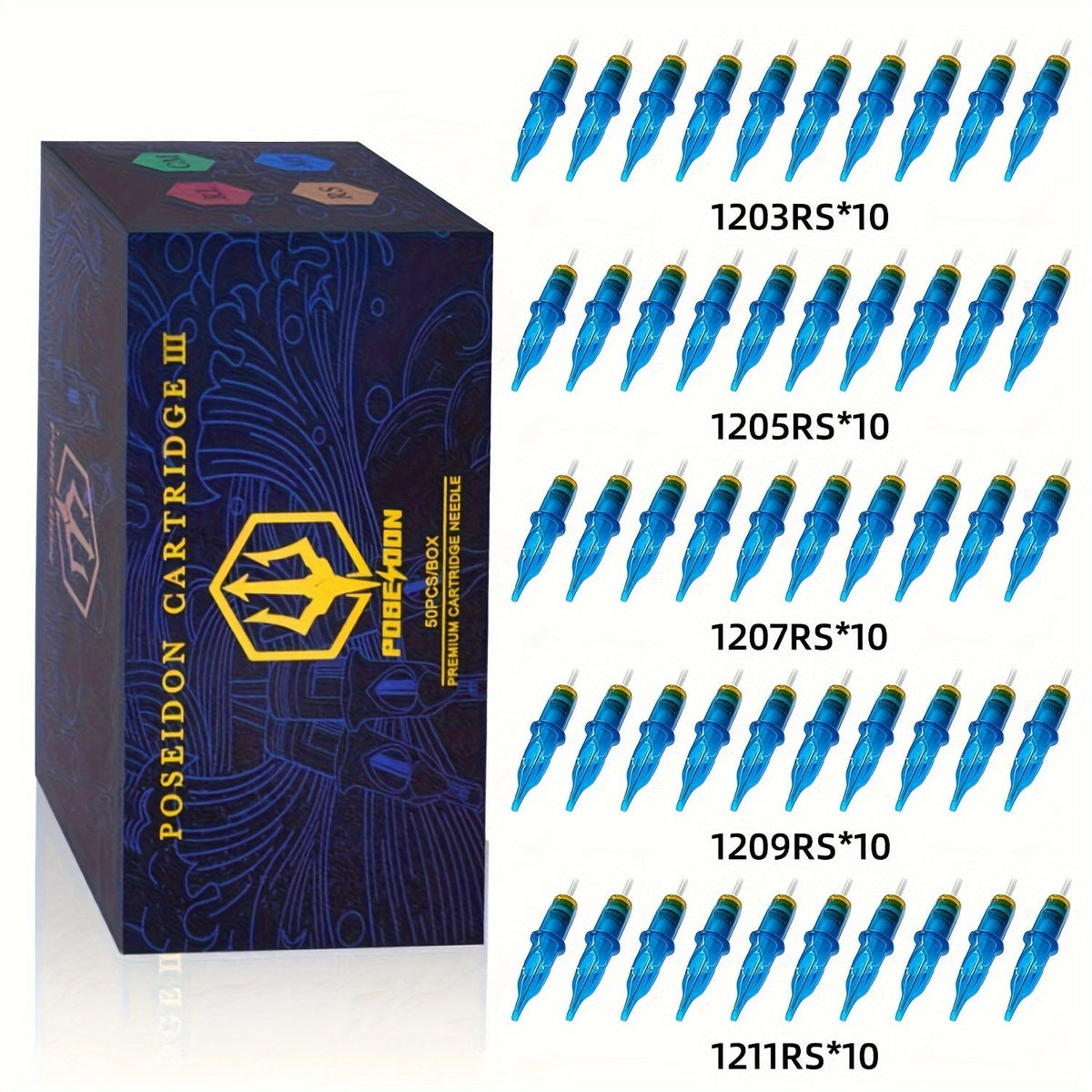 Tattoo Needles 50Pcs Round Liner Shader - POSEIDON V3 12RL 12RS Membrane Safety Stainless Steel Sterile Disposable Cartridge Needles for All Tattoo Machines Beginner & Professional - product image 16