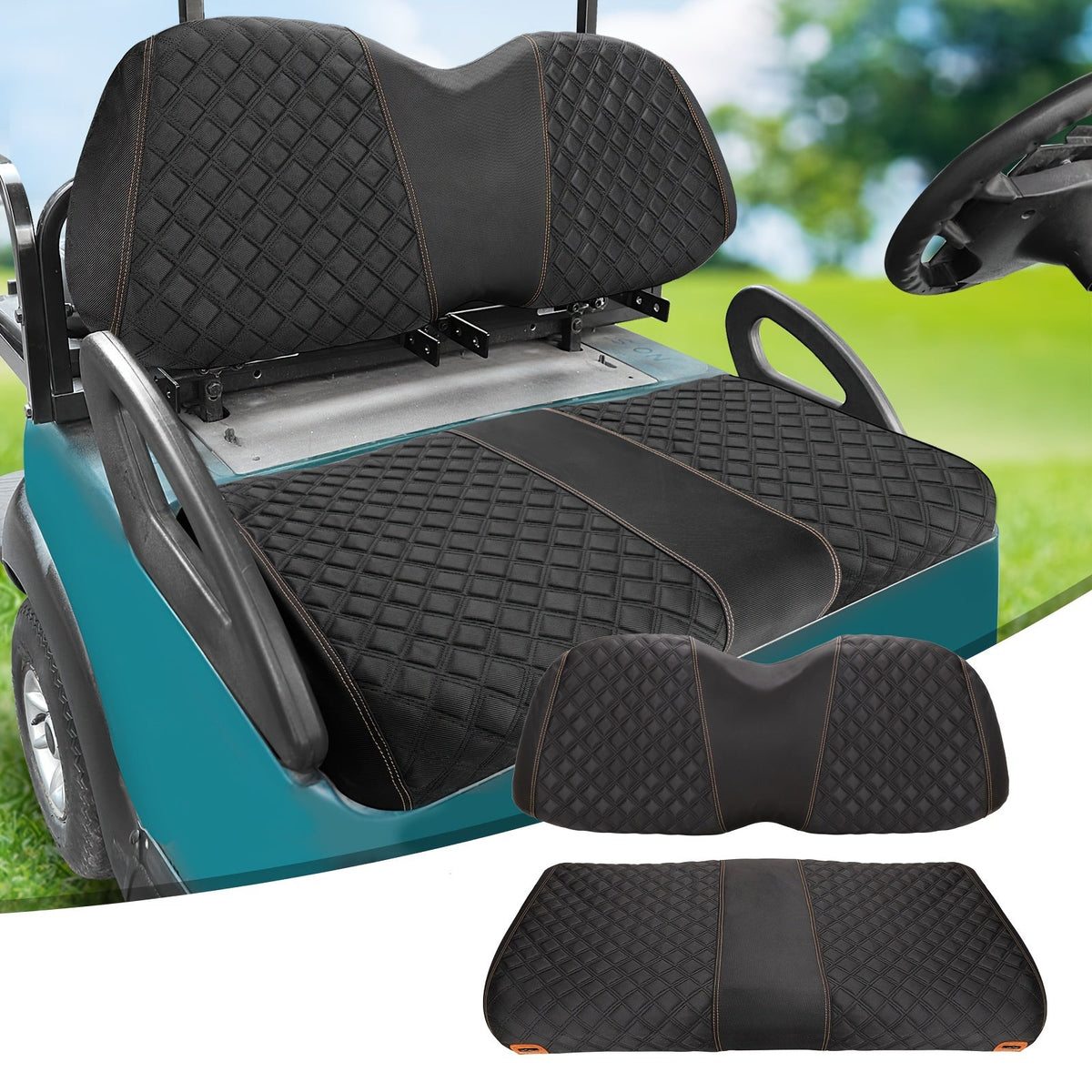 Golf Cart Seat Covers for Club Car Precedent Front Seat 1680D Oxford Cloth No Drilling Required Breathable Washable Air Dry Soft Protective Seat Kit for Home Repair & Workshop