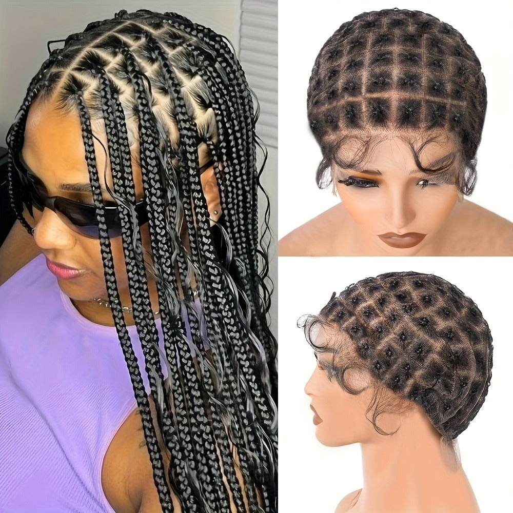 Braided Wig Cap Double Full Lace with Baby Hair Glueless Breathable Adjustable 22 Inch | 81-120 Sections Goddess Box Braid Faux Locs Passion Twist Crochet - product image 4